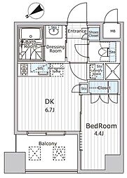 ビエラコート日本橋久松町 1DKの間取図画像