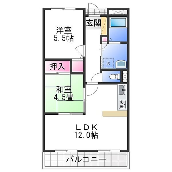 クレアヤマモト ｜大阪府富田林市昭和町１丁目(賃貸マンション2LDK・2階・50.71㎡)の写真 その2