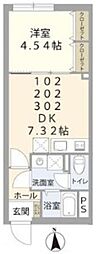 リスペクトレジデンス南台 1DKの間取図画像