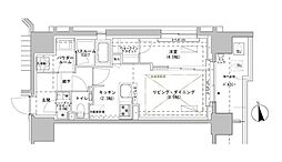 パークスフイア牛込神楽坂 1LDKの間取図画像