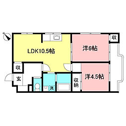 タウンハイツM 2LDKの間取図画像