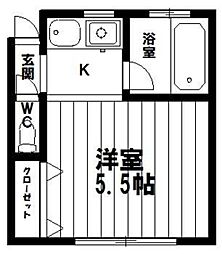 グリーンハイツ多摩 1Kの間取図画像