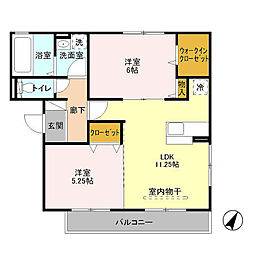 シーガルII 2階2LDKの間取り