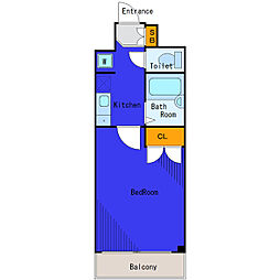 都営大江戸線 勝どき駅 徒歩3分の賃貸マンション 11階1Kの間取り