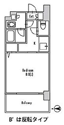 グランパセオ門前仲町2 1Kの間取図画像