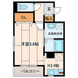 シャルムコート ワンルームの間取図画像