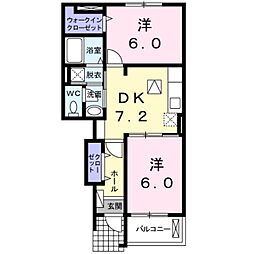 グランドール 2DKの間取図画像