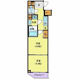 東武東上線 中板橋駅 徒歩9分の賃貸マンション 2階2Kの間取り