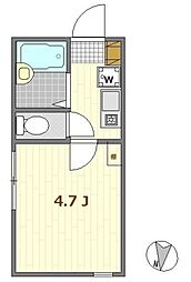 ノーザンロード扇大橋 1階1Kの間取り