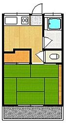 かすや荘 2階1Kの間取り