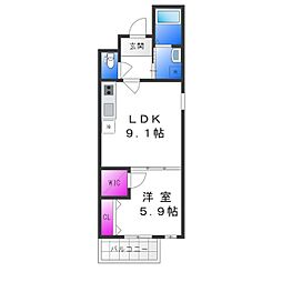 チェリーブロッサム5番館 1LDKの間取図画像