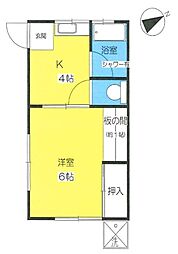 第3西調布荘 1階1Kの間取り