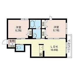 シャルマンD 2LDKの間取図画像