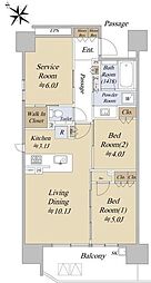 シティハウス巣鴨 2SLDKの間取図画像