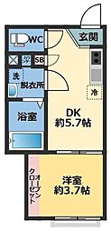 メゾン・ドゥ・アッシュ習志野 1DKの間取図画像