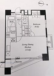 ファーストリアルタワー新宿 28階1LDKの間取り