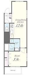 新宿区左門町マンション 1LDKの間取図画像