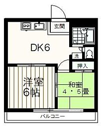 グリーンハイム小川 2DKの間取図画像