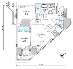 PRIMEART白金台 2LDKの間取図画像