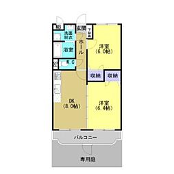 HILLS城山 2DKの間取図画像