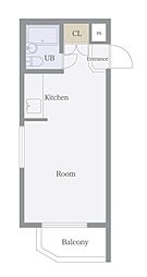 ADX大塚 1階ワンルームの間取り