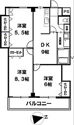シャインヒル青木 3LDKの間取図画像