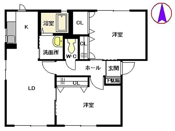 ガーデンコート　II棟 B0101｜熊本県宇城市松橋町曲野(賃貸アパート2LDK・1階・54.34㎡)の写真 その2