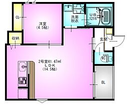 REGALEST新丸子 1LDKの間取図画像