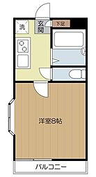 シャンブルアネック 2階1Kの間取り