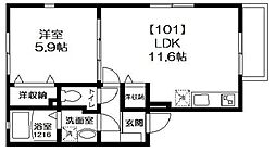 サクラコート北砂 1LDKの間取図画像