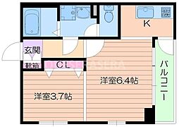 Osaka Metro谷町線 千林大宮駅 徒歩5分の賃貸マンション 1階ワンルームの間取り