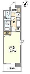 ヴィエント中目黒 1Kの間取図画像