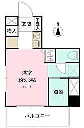 ルート南常盤台 7階ワンルームの間取り