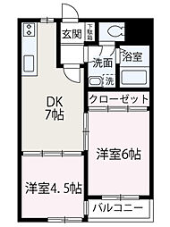 ルミエール西高島平 2DKの間取図画像
