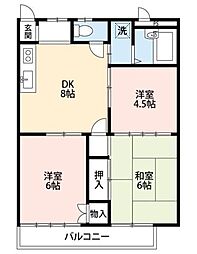 土橋シティハイツ 3DKの間取図画像