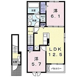 マリン 2階2LDKの間取り