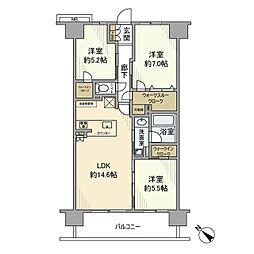 サンクレイドル伊勢原レジデンスブルームコート 3LDKの間取図画像