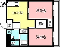 グローリー・ヒルズ1 2DKの間取図画像