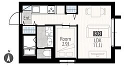 文京区小日向1丁目マンション 1LDKの間取図画像