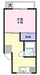 シルクハイツA 1Kの間取図画像