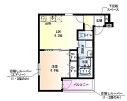 フジパレス助松町ノース 1LDKの間取図画像