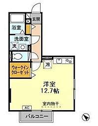 ロジュマン ミヤカイドウＤ 1階ワンルームの間取り