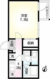 メゾン フォーレスト 2階1Kの間取り