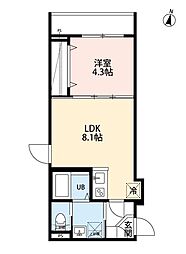 yui terraceII(ユイテラスツー) 2階1LDKの間取り