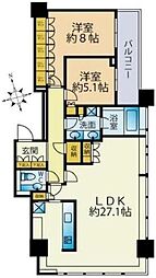 パークコート麻布十番ザ・タワー 2LDKの間取図画像