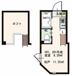 セラ上池袋 1階ワンルームの間取り