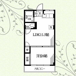 クラウディー2 1LDKの間取図画像