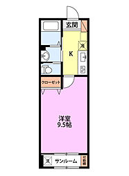 アルヴィータ 1Kの間取図画像