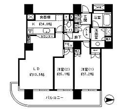 リバーポイントタワー 2LDKの間取図画像