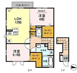 司A 2LDKの間取図画像